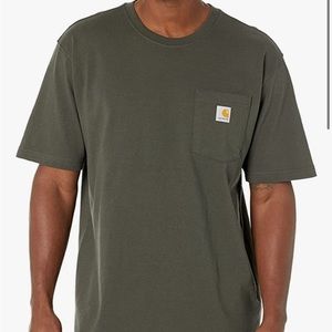 Carhartt Mens Loose Fit Heavyweight Short-Sleeve Pocket T-Shirt- peat dark green